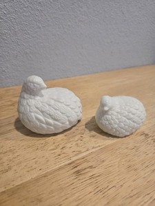 Vintage White Quail Porcelain Ceramic Figurines Set of 2