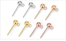 1Pair Sterling Silver Tiny Ball Stud Earrings Component 3mm FESV53