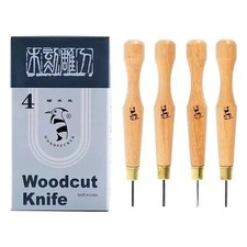 4Pcs Wood Carving Chip Detail Chisel Set Knives Tool