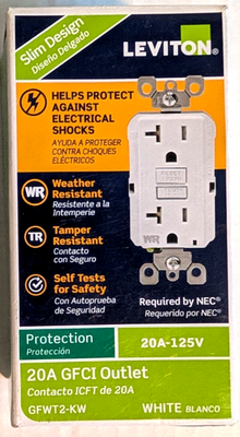 #ad #ad Leviton GFCI Outlet GFWT2 KW 20A 125V Weather amp; Tamper Resistant White New $14.95