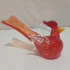 vintage art glass cardinal bird hand blown murano style