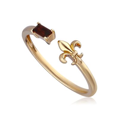 ECFEW  Granat offener Fleur de Lis Ring