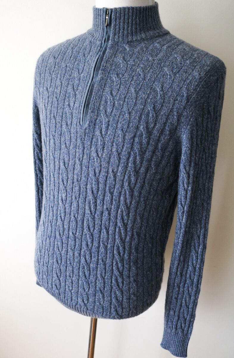 LORO PIANA Light Blue 100% Baby Cashmere w/ Suede Trim LORO PIANA Light Blue 100% Baby Cashmere w/ Suede Trim