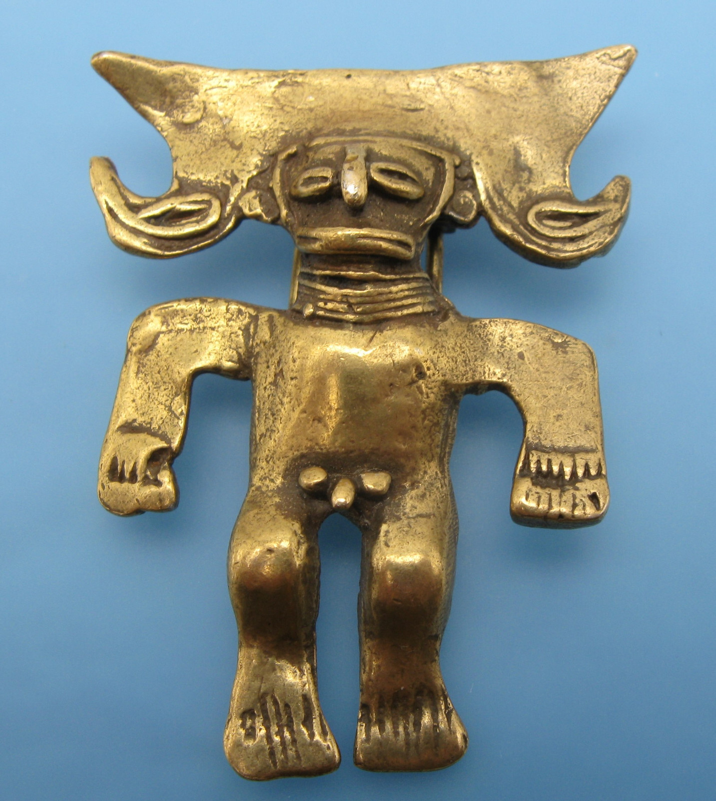 Alva Studios Museum Reproduction Mayan Aztec Man Gold Tone Dress Fur Clip