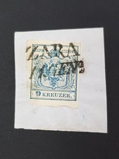 ZARA, Müller 3306 c, fragment listu z 9 krążownikami niebieski, wydanie 1850/1854