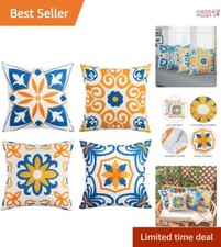 Outdoor Pillow Covers Set of 4 Floral 18x18 Waterproof Patio Garden Decor