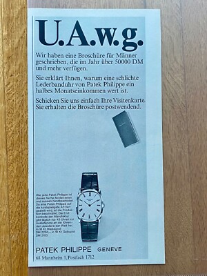 Patek Philippe Ellipse Original 1969 Vintage Watch Advert Werbung Reklame