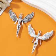 BLUK 10Pcs Angel Charms DIY Jewelry Making Pendants Antique Silver