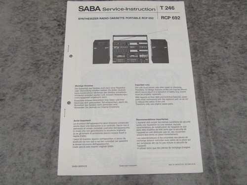 Schaltplan Service Manual für Koffer Radio Recorder SABA RCP692