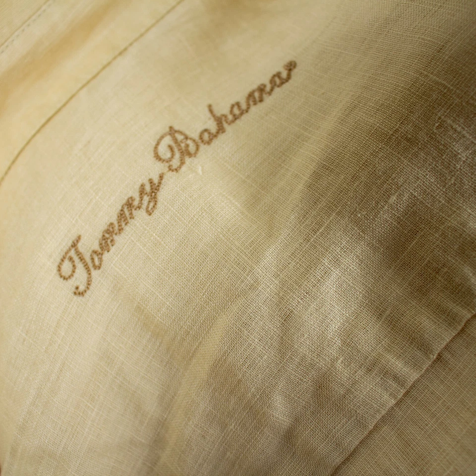 TOMMY BAHAMA Yellow Orange Multicolor Floral Embroider Linen Men Shirt Size XL - Image 2 of 4