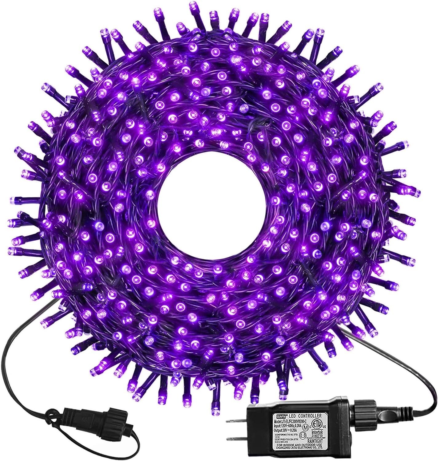 300 LED Purple Christmas Lights, 99FT Connectable 8 Lighting Mode Plug