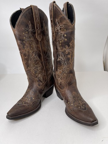 NUEVAS Botas Occidentales Laredo 52033 Cuero Marrón/Óxido Punto de Cruz 13" Para Mujer 6M - Imagen 7 de 15