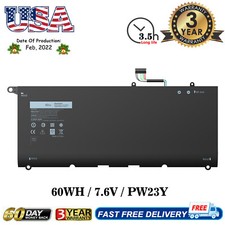 For Dell XPS 13 9360 D3705S D1605G D1609G 7.6V-60Wh Battery PW23Y RNP72 TP1GT US