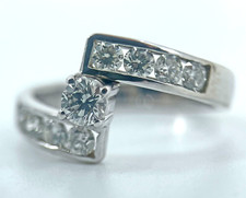 Diamond Ring Solitaire Band Eternity 0.80 Carats White Gold Size L1/2 BA301