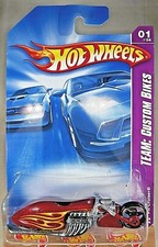 2008 Hot Wheels #149 Team: Custom Bikes 1/4 PIT CRUISER Red w/Black MC3 Spokes