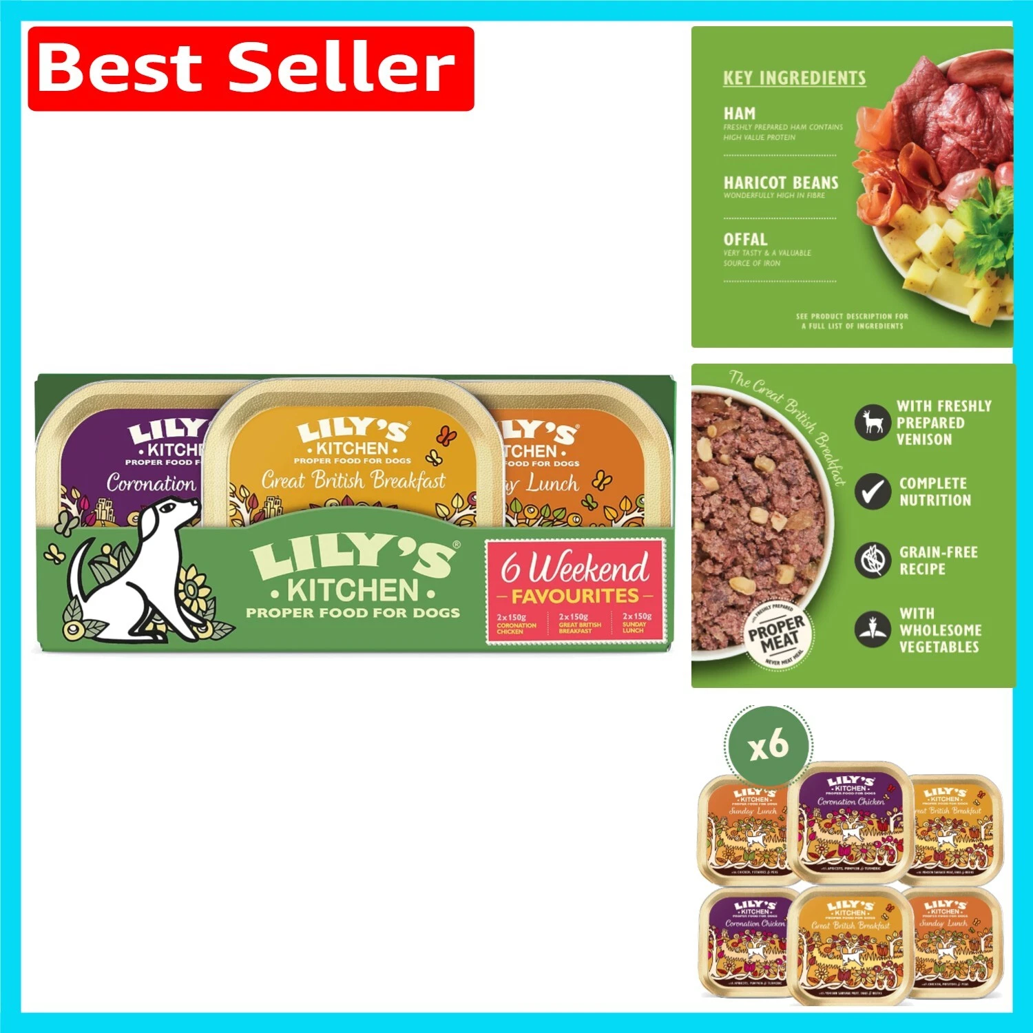 Balanced Nutrition Wet Dog Food - Mixed Weekend Flavours for Adult Dogs - 900g