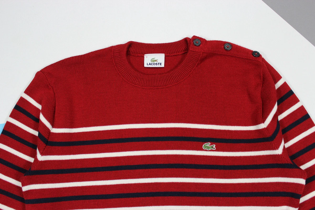 Men s Vintage Lacoste Sweater Wool Blend Striped L