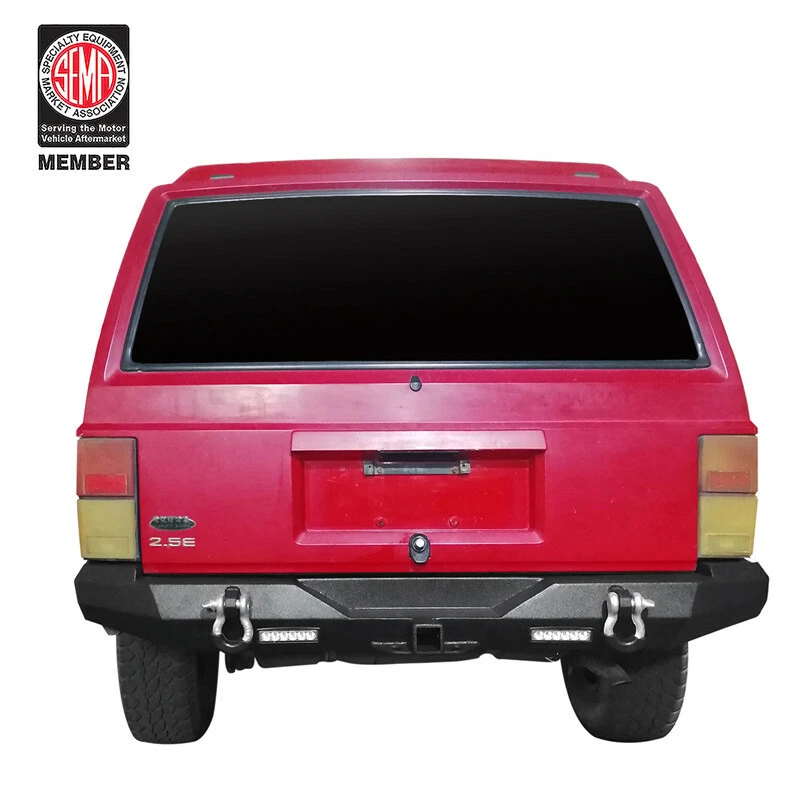 Parachoques trasero para Jeep Cherokee XJ 1984-2001 con reflector y receptor de enganche de anillo en D Foto 3 de 4