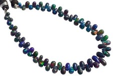 Rainbow Fire Ethiopian Black Opal Gem 5x3 to 6x4mm Size Smooth Teardrop Beads 7"