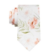 Floral Ties for Men, Cotton Flower Tie Men's Neckties for Weddings White-pink