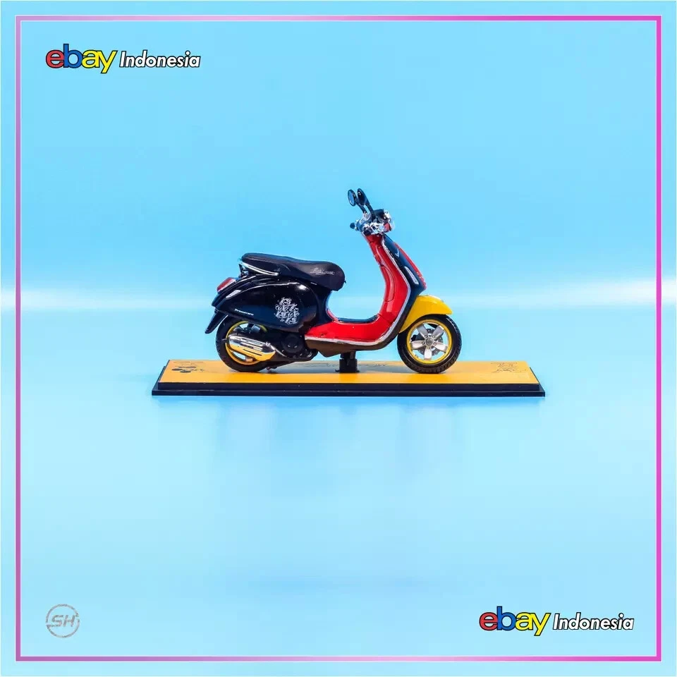 Vespa Fabbri Primavera 150 Mickey Mouse Diecast Motor Scooter Bicicleta 1:18 Regalo Foto 4 de 4