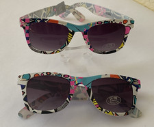 2 Pairs Kids Sunglasses UV 400 Colorful Frame Teal Orange Hot Pink Black NWT