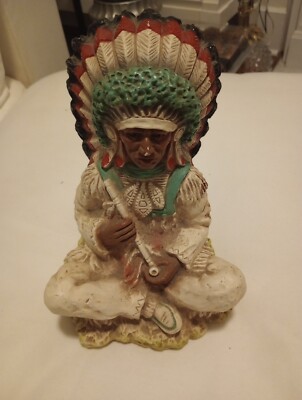 1972 Universal Statuary Corp 9” Vintage Sitting Indian Chief with