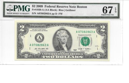 2009 Boston $2 FRN (AA Block) PMG 67 EPQ Superb Gem Uncirculated - Picture 4 of 13