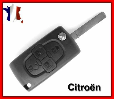 LLK Coque Clé Plip Pour CITROEN 4 Boutons C8 +Lame 8mm Avec Rainure