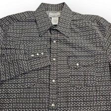 Wrangler Wrancher Paisley Print Pearl Snap Long Sleeve Western Rodeo Shirt