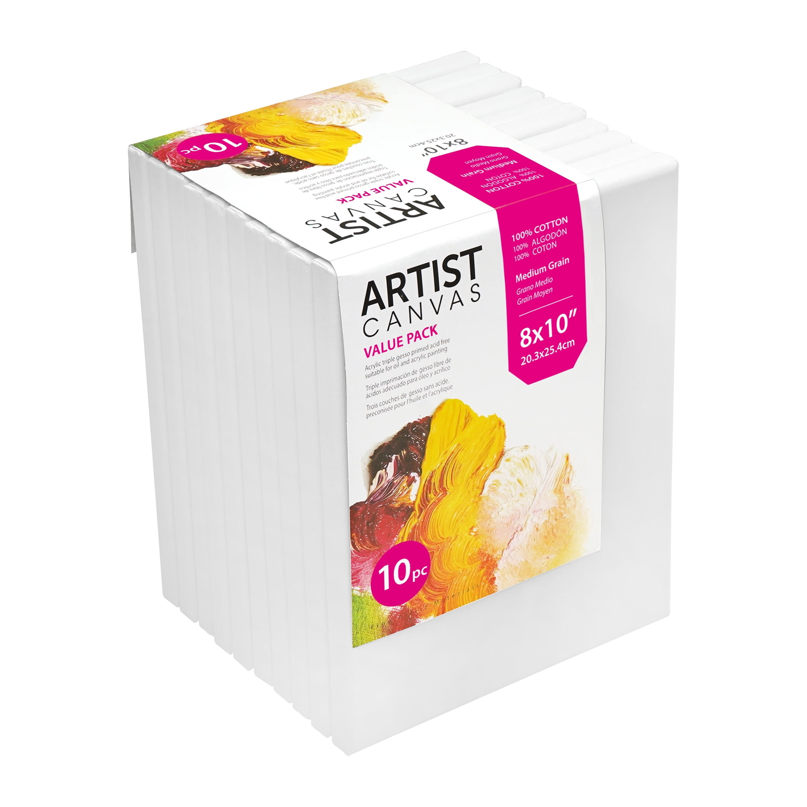 Studio Stretched Canvas,100% Cotton Acid Free White Canvas,8