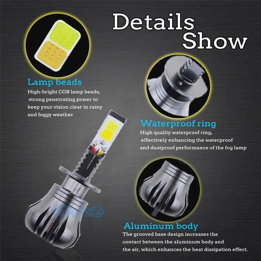 2x Bombillas antiniebla LED H1 doble/un solo color lámpara de conducción Switchback 3K 6K 8K 10K Foto 2 de 4