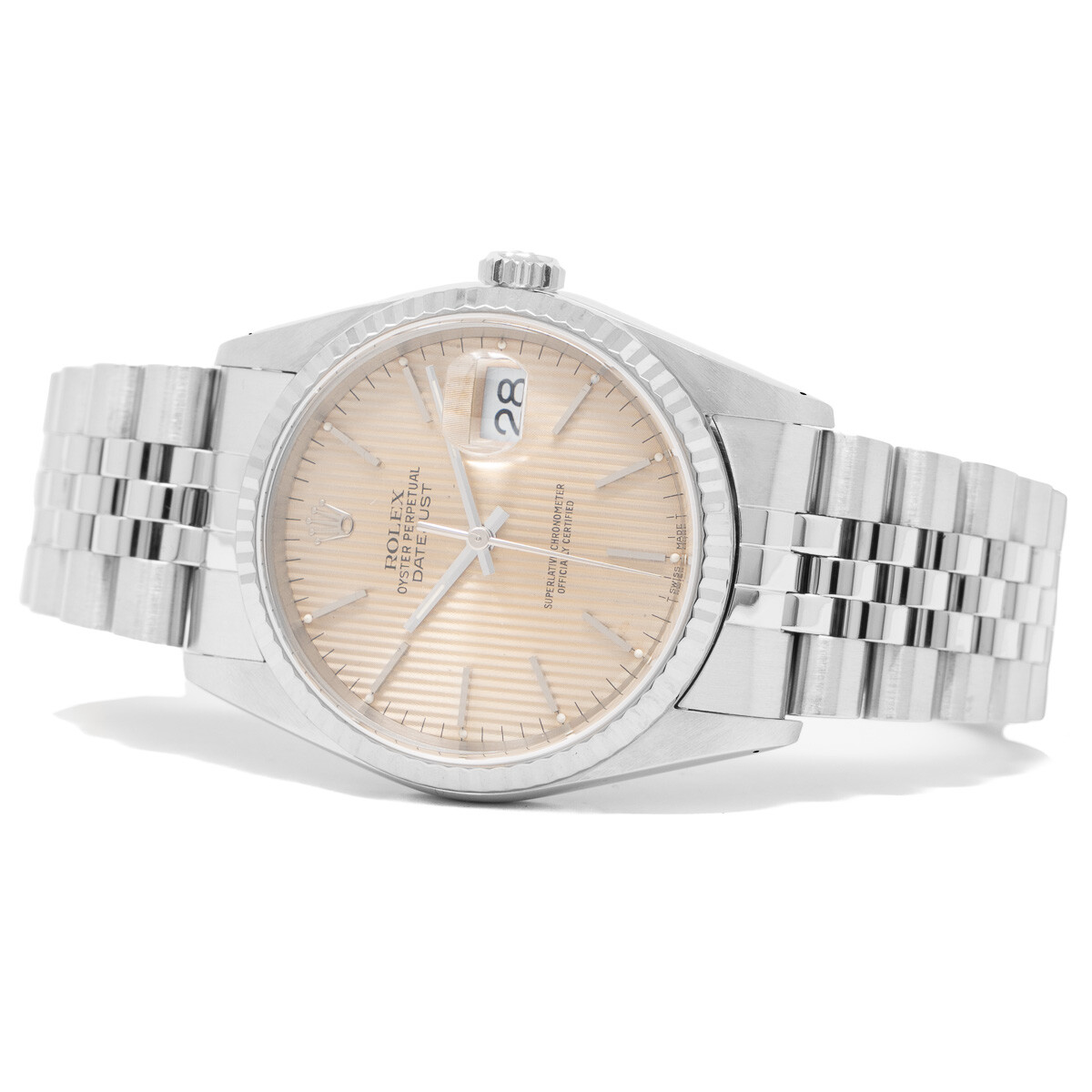 小物 milo Rolex Datejust 36 16234 White Gold & Steel Silver Tapestry