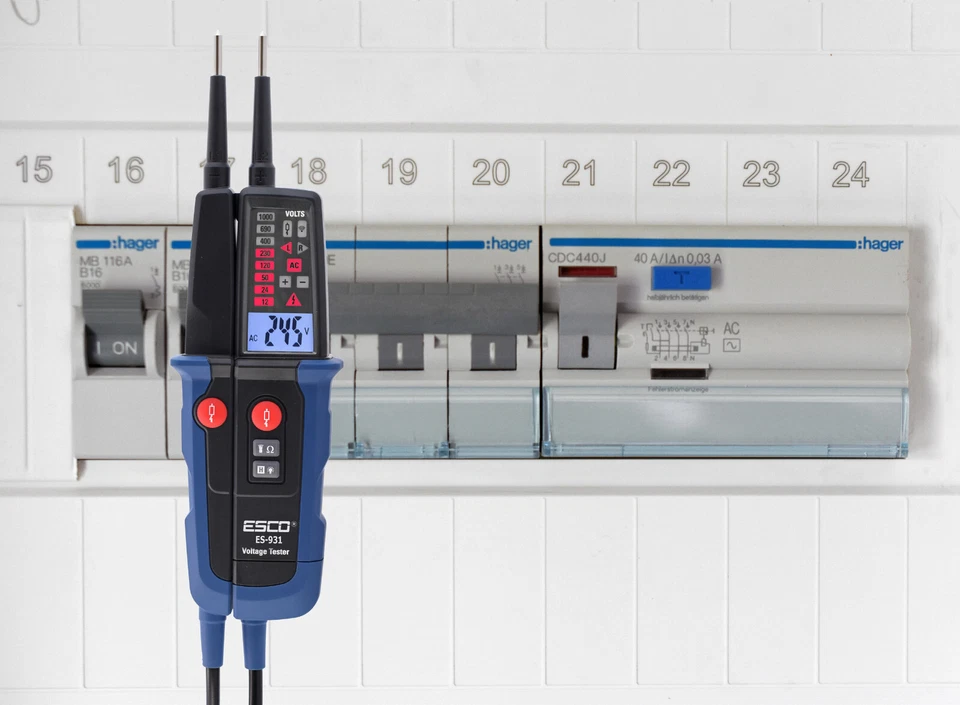 Spannungsprüfer 2 polig 12-1000V AC/DC Phasenprüfer Drehfeldrichtung FI-Schalter - Bild 2 von 4
