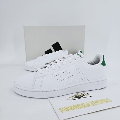 Men's adidas Advantage Shoes 10 White/Green Men's adidas Advantage Shoes 10 White/Green