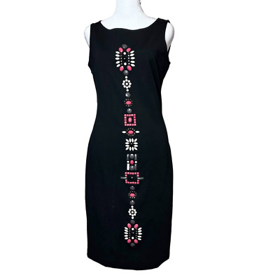 Sandro Ferrone Italy Black Beaded Shift Dress sz XS 