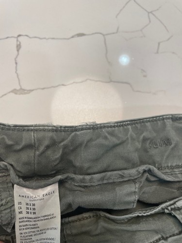 American Eagle Flex Slim Loved In Cargo Pants Size 30x30 Green Skater Grunge - Foto 7 di 13
