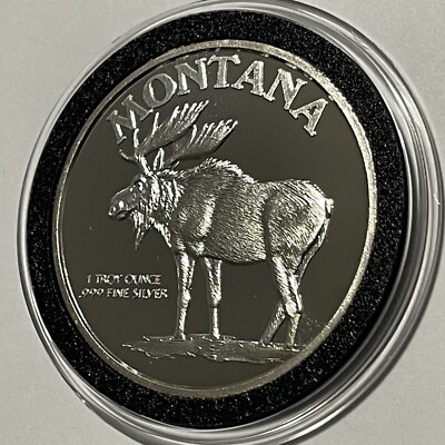 Montana Statehood Centennial Moose Proof Coin 1 Troy Oz .999 Fine