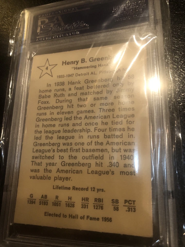 HANK GREENBERG Signed 1961 GOLDEN PRESS Card #4 PSA Certified - Image 3 of 4