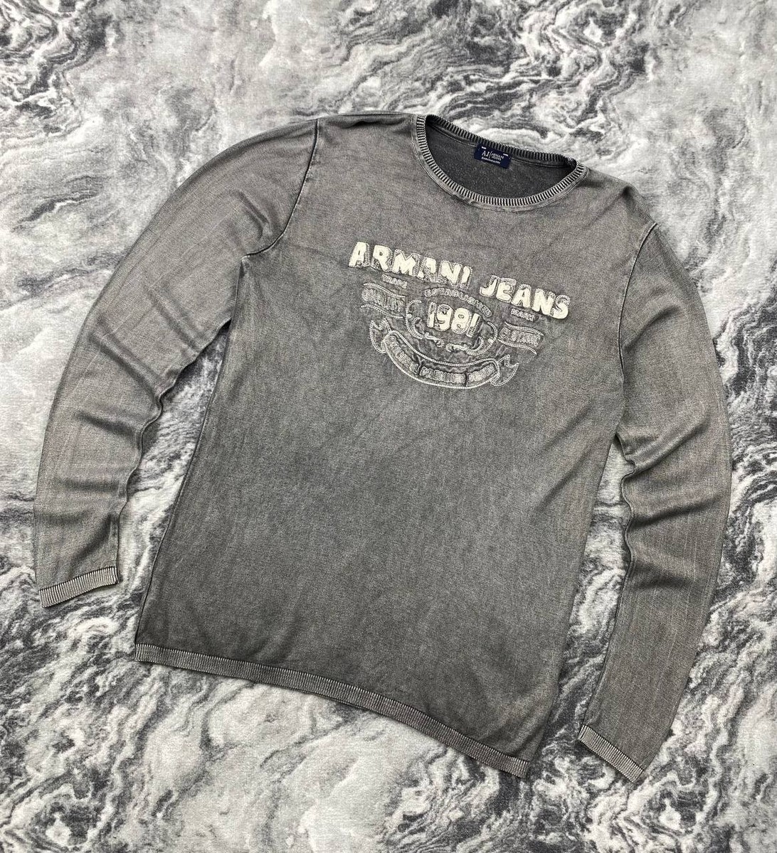 Vintage Armani Jeans Knit Sweater Big Logo Men Size L Gray | eBay