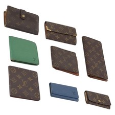 LOUIS VUITTON Monogram Epi Wallet 8 Set Green Blue LV Auth BA13442