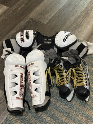 Bauer/easton Sport Youth Hockey Gear Set Chest, Skates & Knee Pads READ For Size