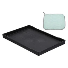 13.2 x 9.3 Inch Plastic Serving Tray, 1 Pcs Reusable Fast Food Tray, Black