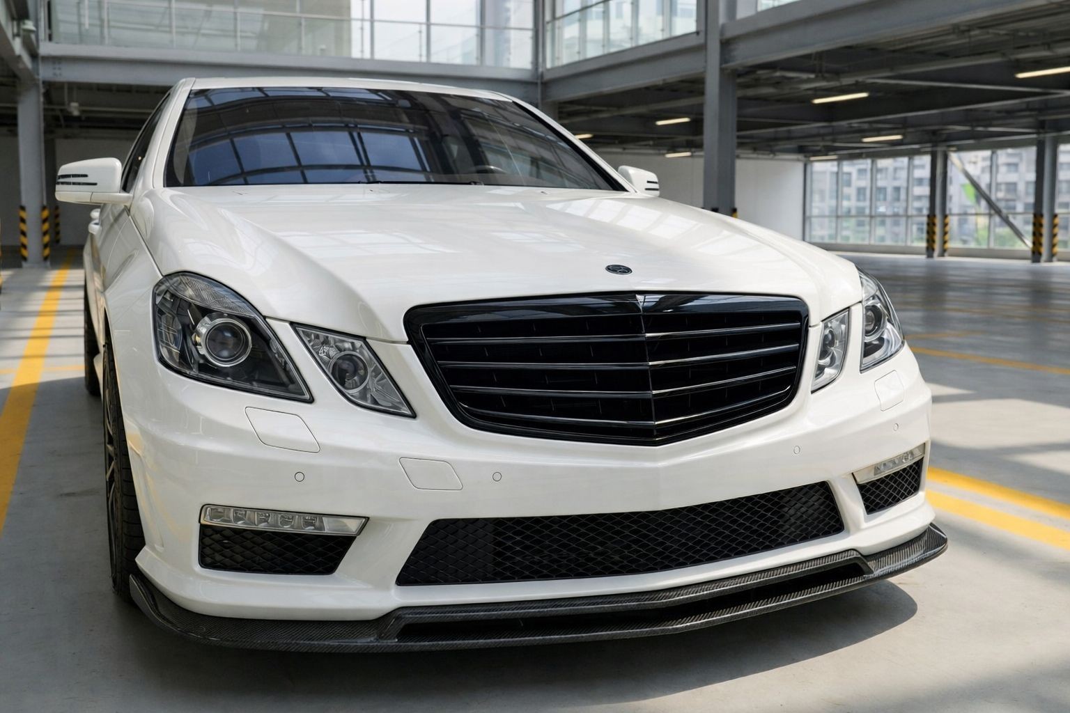 B STYLE CARBON WRAPPED FRONT LIP SPOILER FOR MERCEDES BENZ W212 E63 PRE FACELIFT