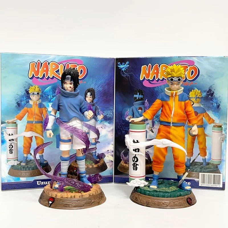 Lote de figuras de Naruto y Sasuke con caja - colección de anime 22cm + 12cm ...