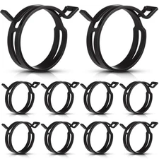 10 Pieces Constant Tension Band Hose Clamps Black Fuel Line Clips 12mm Width ...