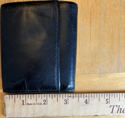 Rolfs Men's Black Trifold Wallet with ID Window, Logo Accent, Solid