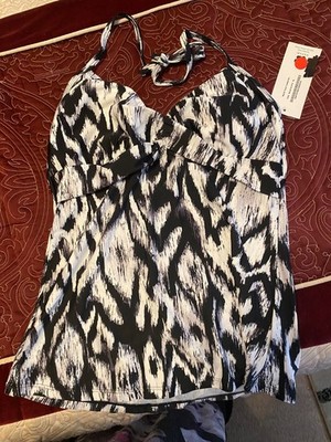 Hapari Black & White Twist Tankini Sz XL