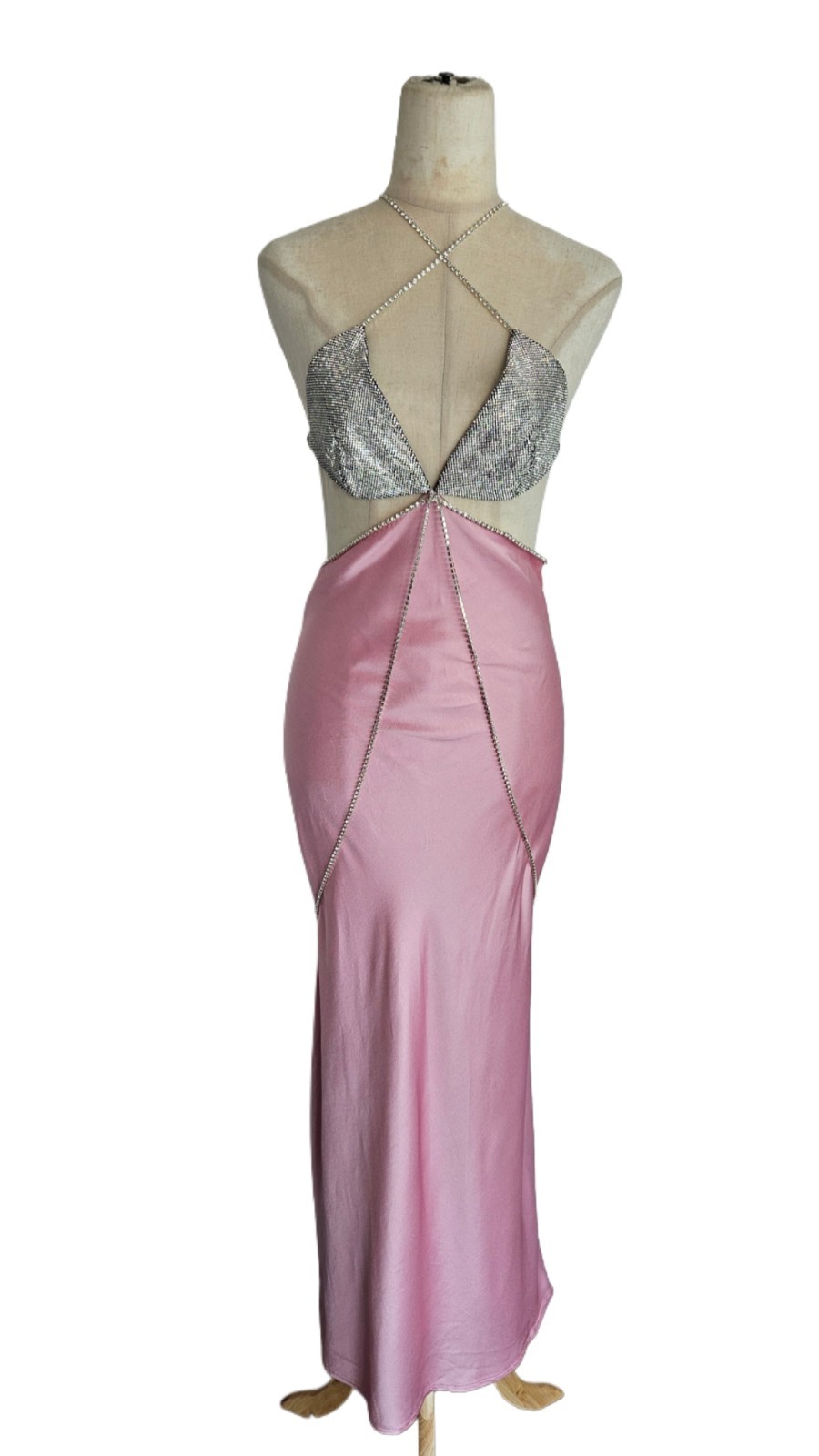 Dodo Bar Or Pink Beatrice Embellished Silk Satin Dress