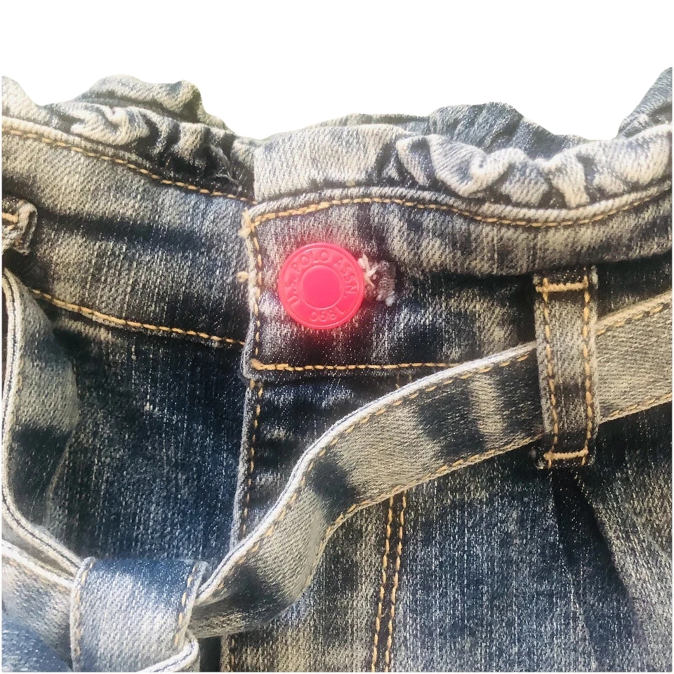 EE. UU. Polo Assn Niñas Pantalones Cortos de tiro alto Niñas Bolsa de papel Corto Azul Denim L10/12 Foto 3 de 4